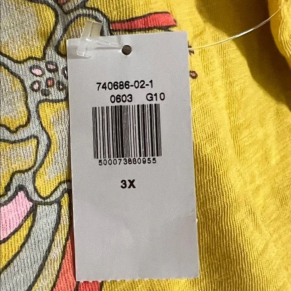 NWT Old Navy Mustard Tee with Floral Graphic size 3X - Picture 5 of 6